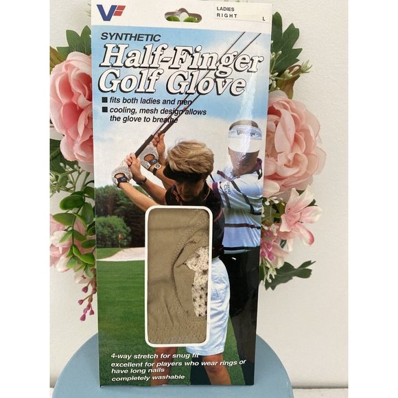 Valley Forge Synthetic Half-finger Golf Glove Ladies Right‎ Large Cream Color - Picture 5 of 12